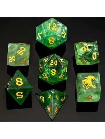 HYMGHO HYMGHO GEMSTONE RPG DICE SET - GREEN FLUORITE