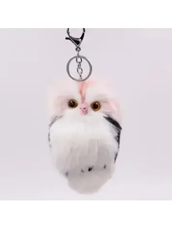 OWL KEYCHAIN FAUX FUR LIGHT PINK
