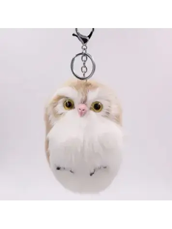 OWL KEYCHAIN FAUX FUR KHAKI
