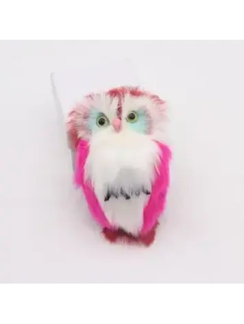 OWL KEYCHAIN FAUX FUR BURGUNDY