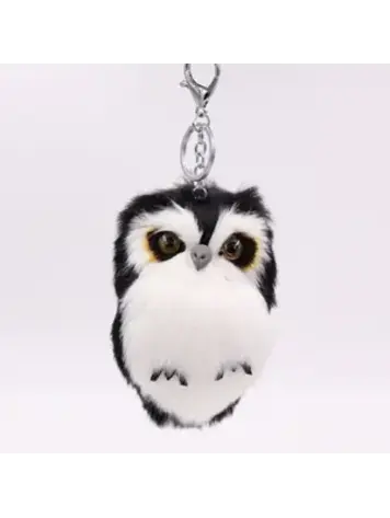 OWL KEYCHAIN FAUX FUR BLACK