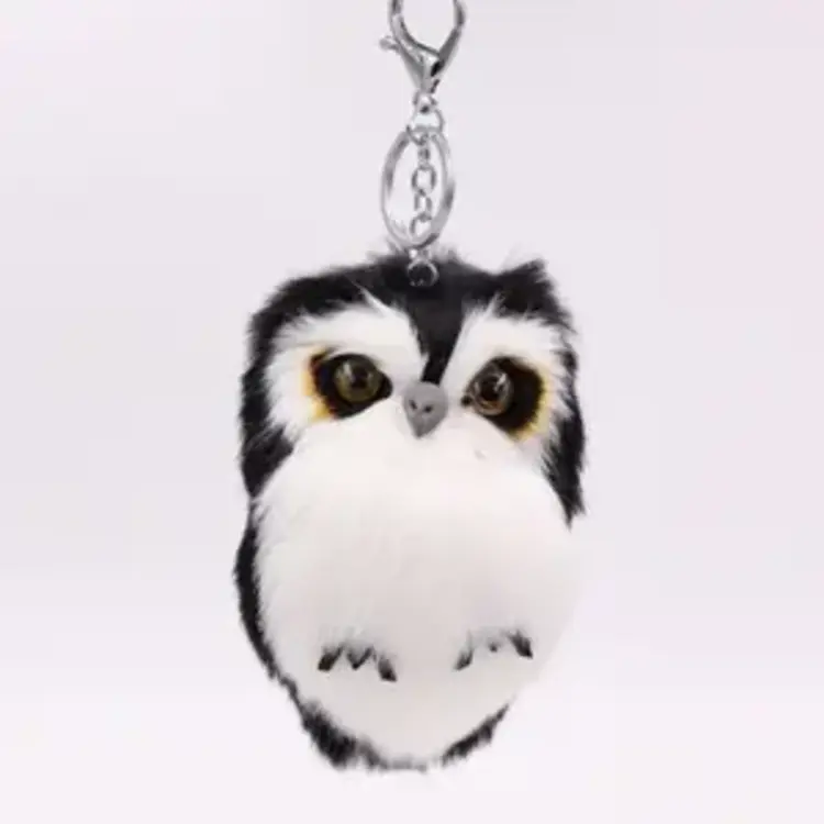 OWL KEYCHAIN FAUX FUR BLACK