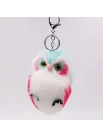 OWL KEYCHAIN FAUX FUR MINT GREEN