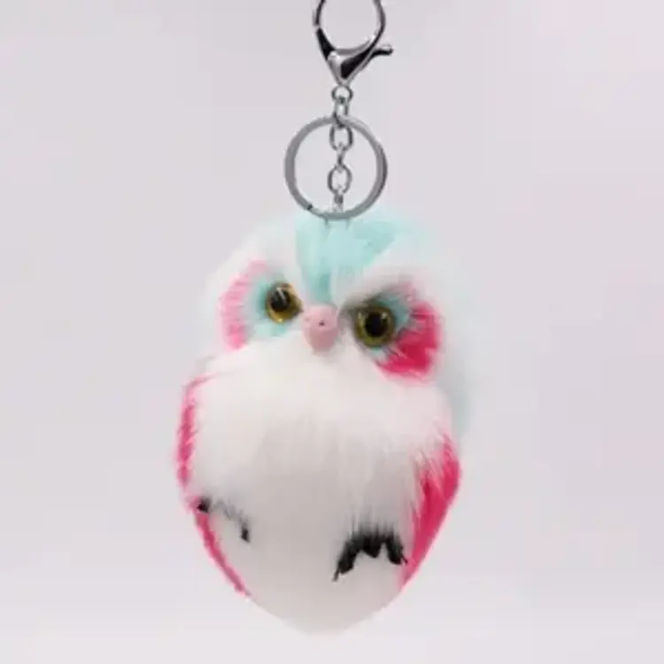 OWL KEYCHAIN FAUX FUR MINT GREEN