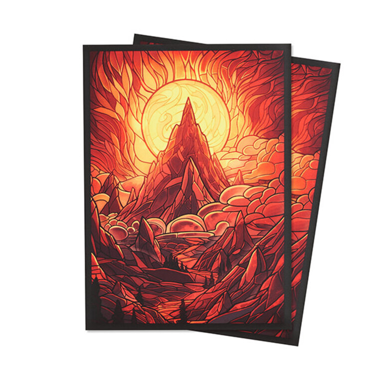 ARCANE FORTRESS 100CT SLEEVES MATTE ART STAINED GLASS BURNING MOUNTAIN