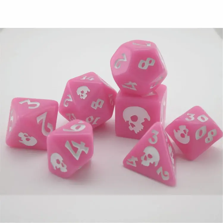 BLACK DEATH PINK DEATH 7 CT RPG DICE SET