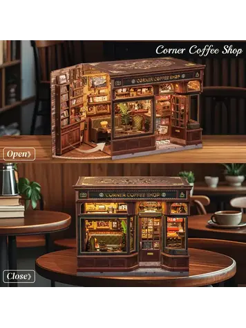 CUTEBEE DIY MINIATURE HOUSE CORNER COFFEE SHOP