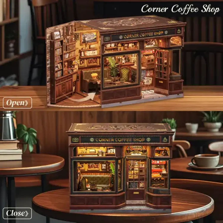 CUTEBEE DIY MINIATURE HOUSE CORNER COFFEE SHOP