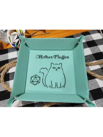 CAT MOTHER FLUFFER DICE TRAY TEAL WITH BLACK