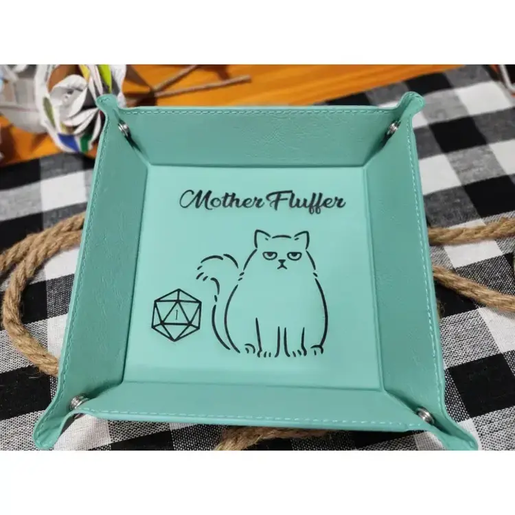 CAT MOTHER FLUFFER DICE TRAY TEAL WITH BLACK