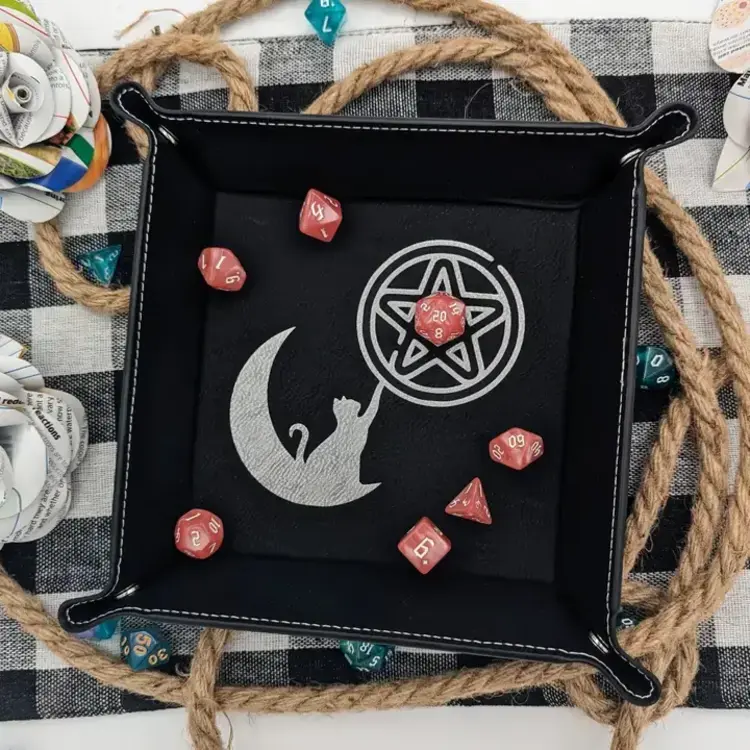 CAT PENTAGRAM DICE TRAY BLACK WITH SILVER