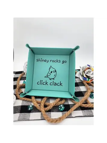 CUTE BIRB CLICK CLACK DICE TRAY TEAL WITH BLACK