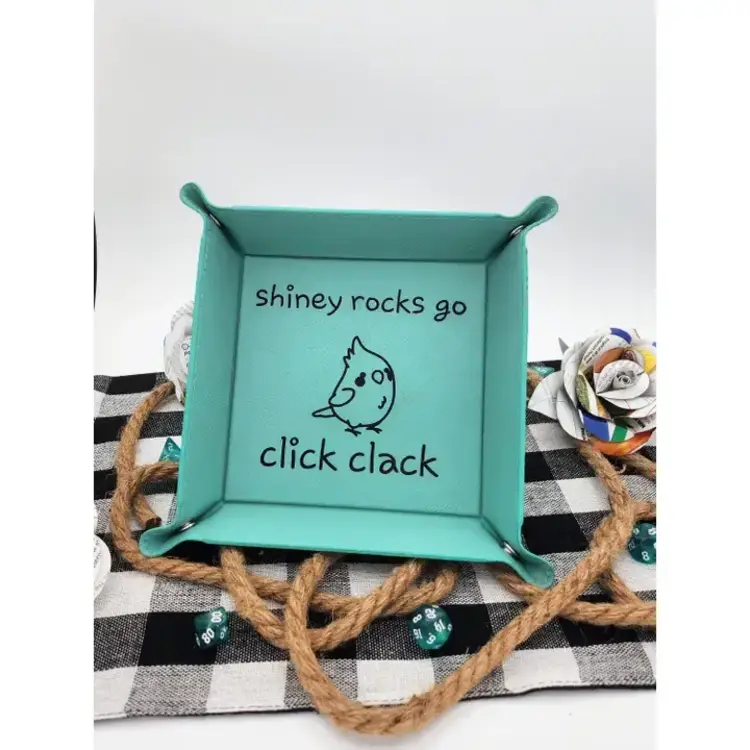 CUTE BIRB CLICK CLACK DICE TRAY TEAL WITH BLACK