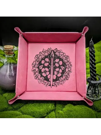 DAGGER WITH FLOWERS DICE TRAY BLACK WITH GOLD