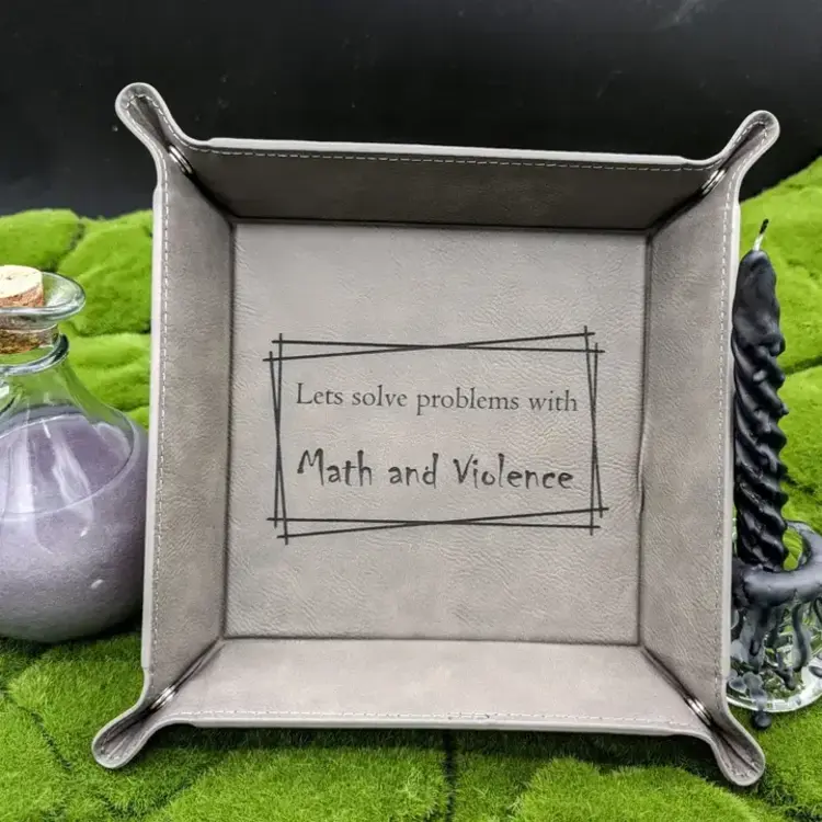 FUNNY MATH AND VIOLENCE DICE TRAY RED WITH BLACK