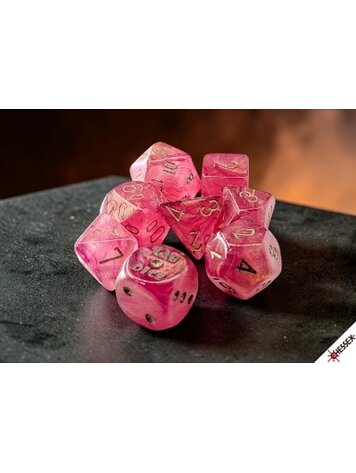 CHESSEX CHX 30076 LAB DICE 7 PC POLY DICE SET SHIMMER IGNIS/GOLD
