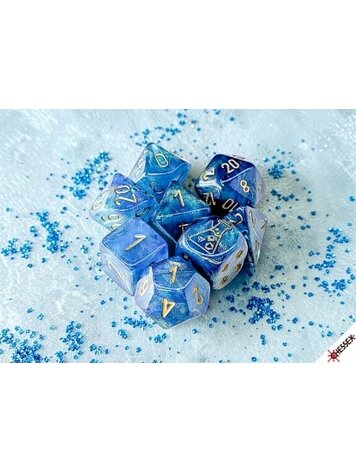 CHESSEX CHX 30079 LAB DICE 7 PC POLY DICE SET SHIMMER AQUEOUS/GOLD