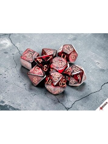CHESSEX CHX 30080 LAB DICE 7 PC POLY DICE SET LUSTROUS GOTHIC/COPPER