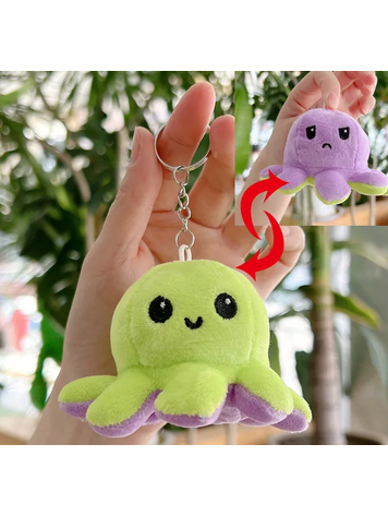 REVERSIBLE OCTOPUS KEYCHAIN GREEN TO PURPLE