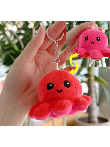 REVERSIBLE OCTOPUS KEYCHAIN RED TO ROSY RED