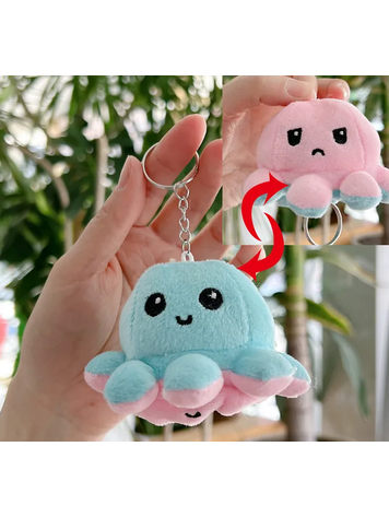 REVERSIBLE OCTOPUS KEYCHAIN LIGHT BLUE TO PINK