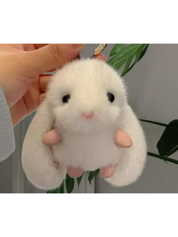 CUTE PLUSH RABBIT KEYCHAIN WHITE