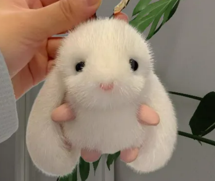 CUTE PLUSH RABBIT KEYCHAIN WHITE