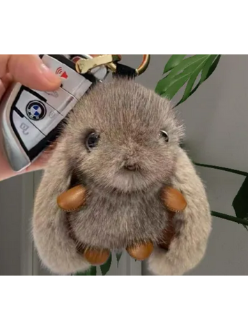 CUTE PLUSH RABBIT KEYCHAIN GRAY