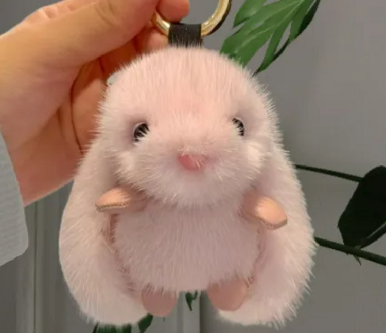 CUTE PLUSH RABBIT KEYCHAIN PINK
