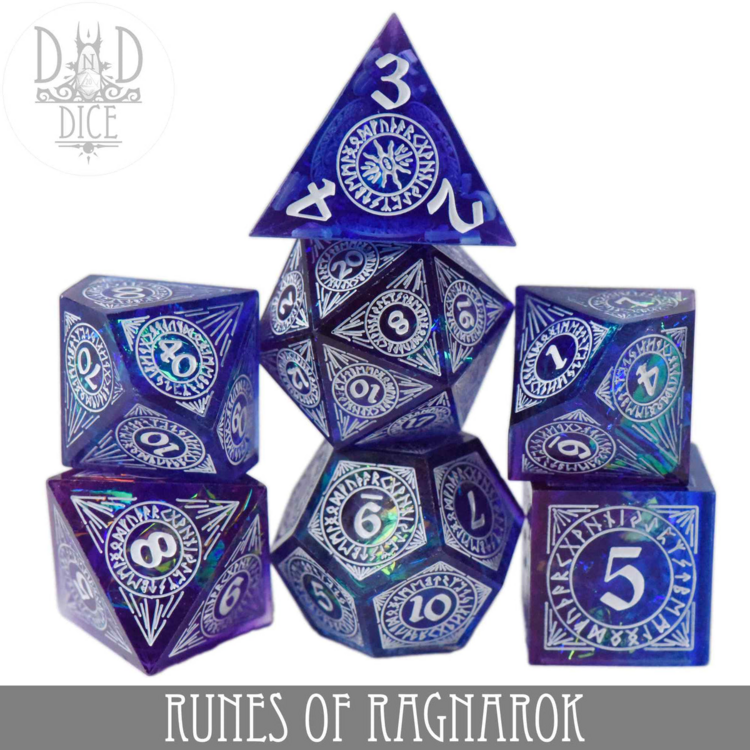 DND DICE RUNES OF RAGNAROK- HANDMADE RPG DICE SET