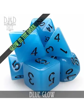 DND DICE BLUE GLOW IN THE DARK RPG DICE SET