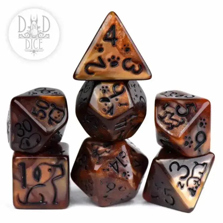 DND DICE PUPPERS RAWHIDE RPG DICE SET
