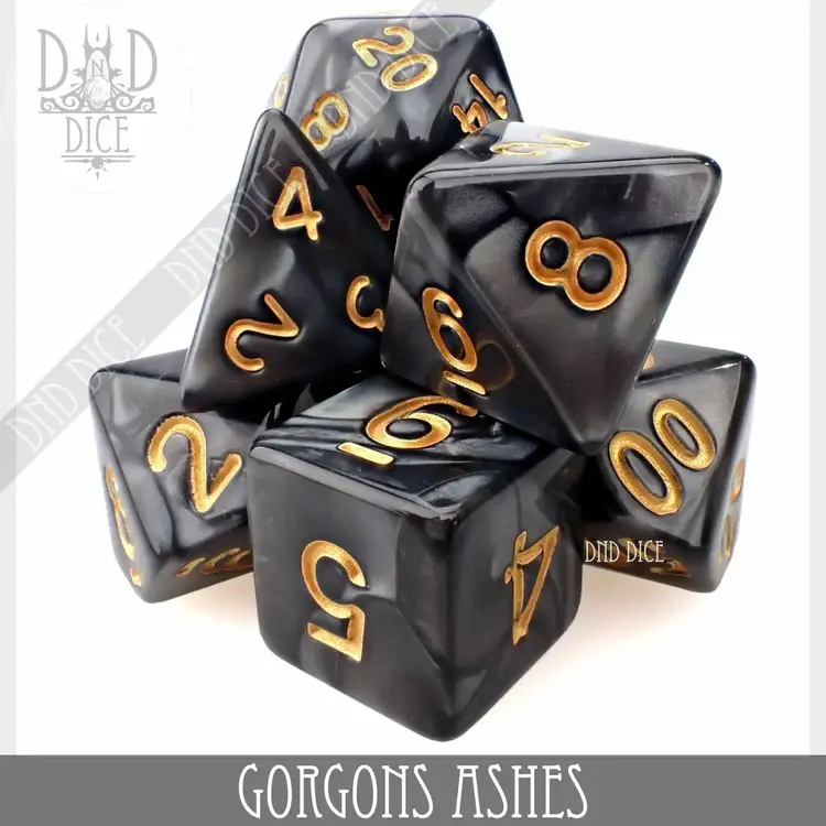 DND DICE GORGONS ASHES RPG DICE SET
