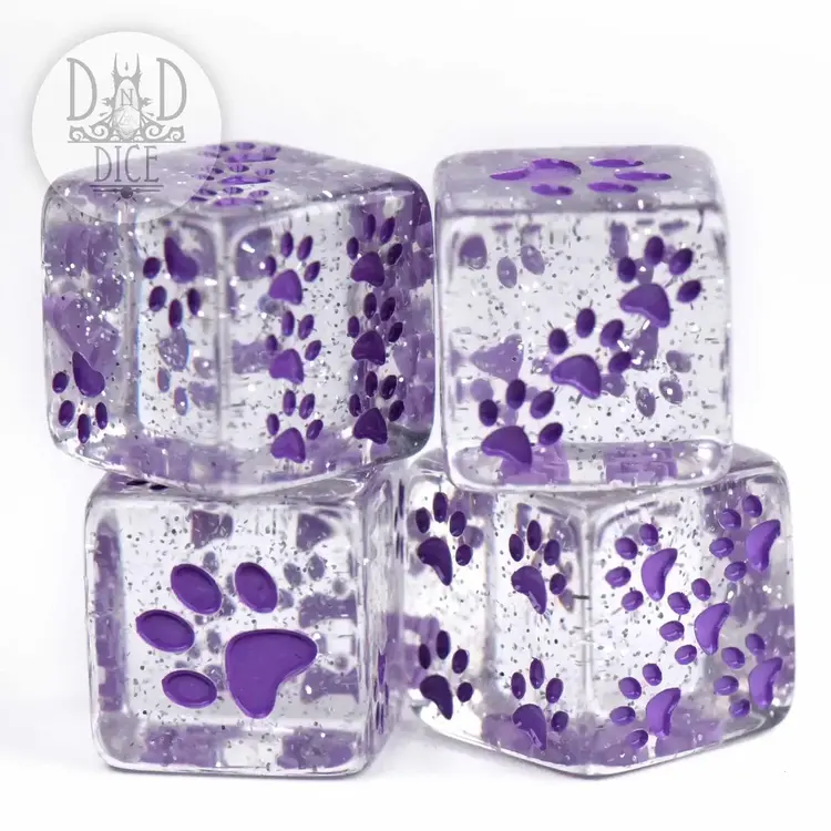 DND DICE PAWS PURPLE 4D6 SET