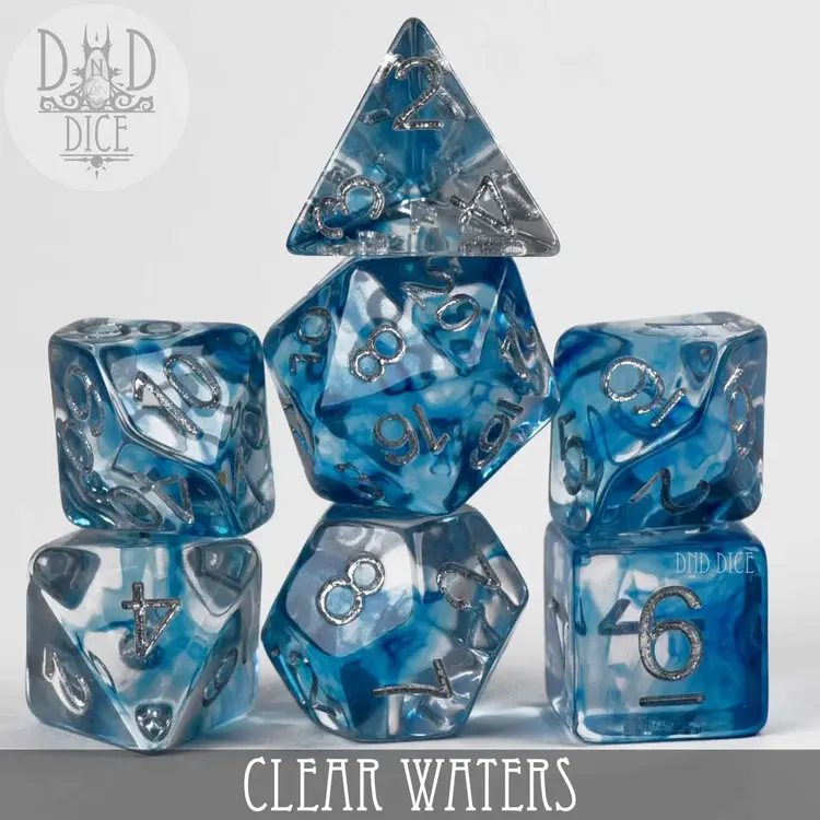 DND DICE CLEAR WATERS RPG DICE SET