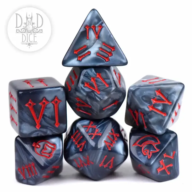 DND DICE ROMAN LEGION GREY RPG DICE SET