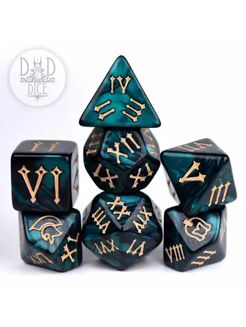 DND DICE ROMAN LEGION GREEN RPG DICE SET