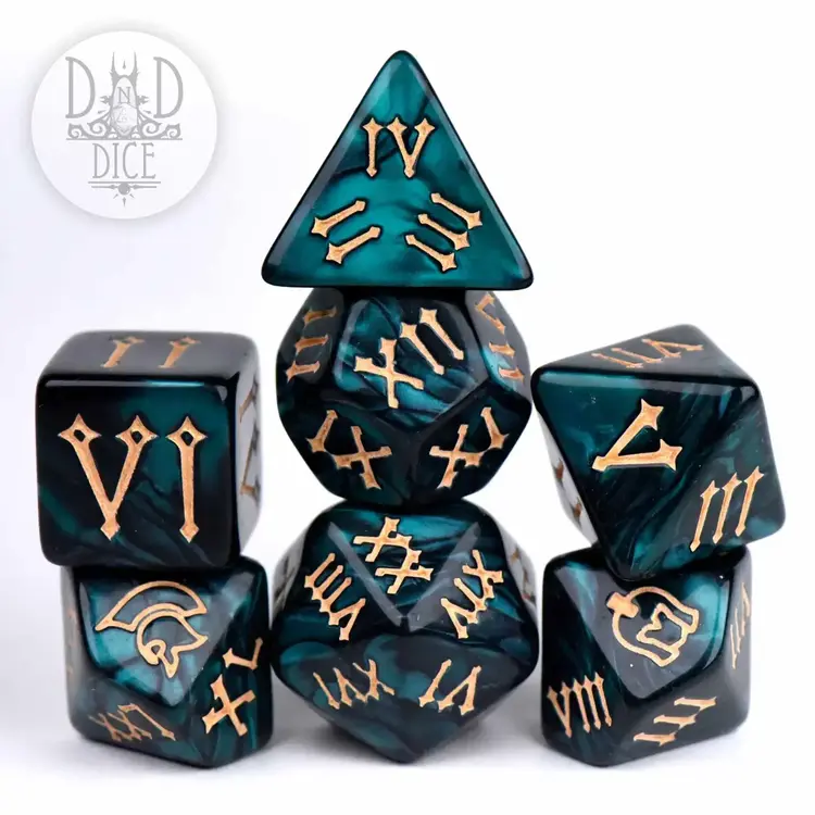 DND DICE ROMAN LEGION GREEN RPG DICE SET