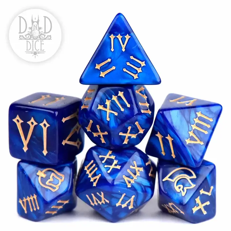 DND DICE ROMAN LEGION BLUE RPG DICE SET