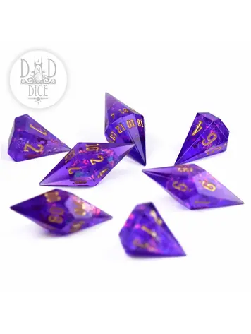 DND DICE CRYSTAL SHARDS AMETHYST  HANDMADE DICE SET