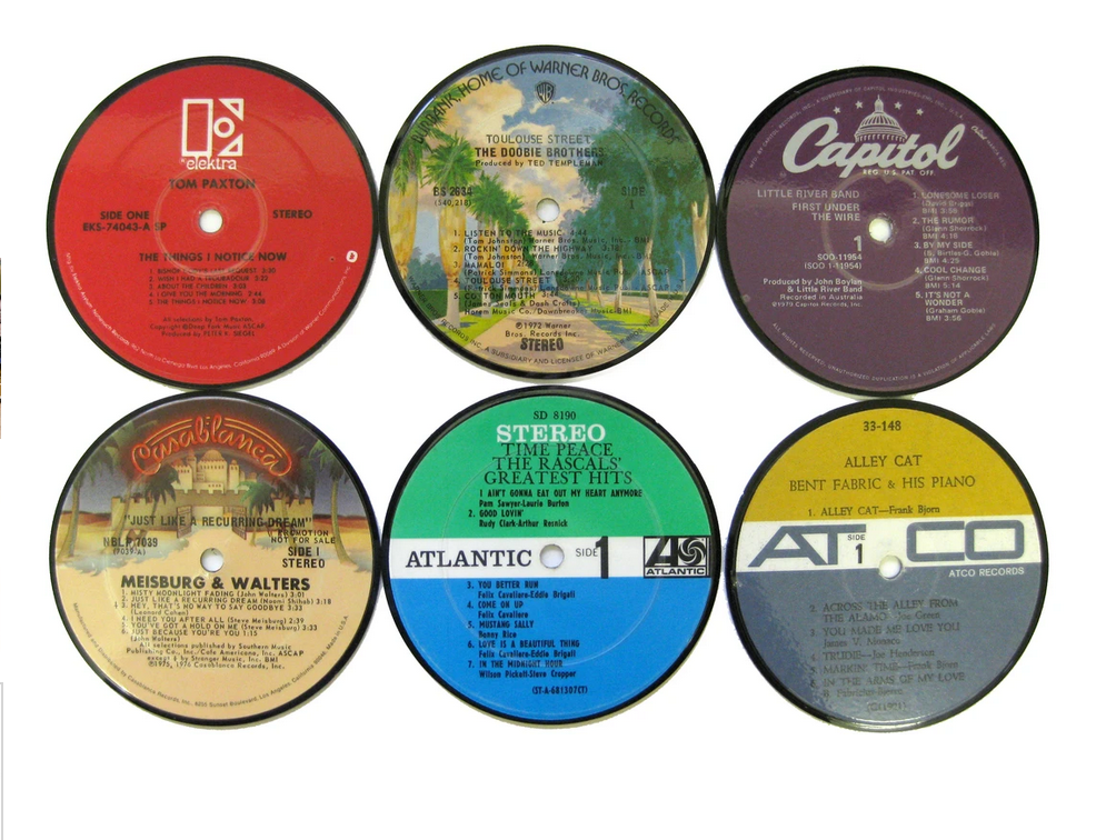 Vinylux Vintage Recycled Record Label Coasters