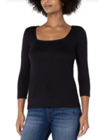 Liverpool Square Neck 3/4 Sleeve Rib Knit