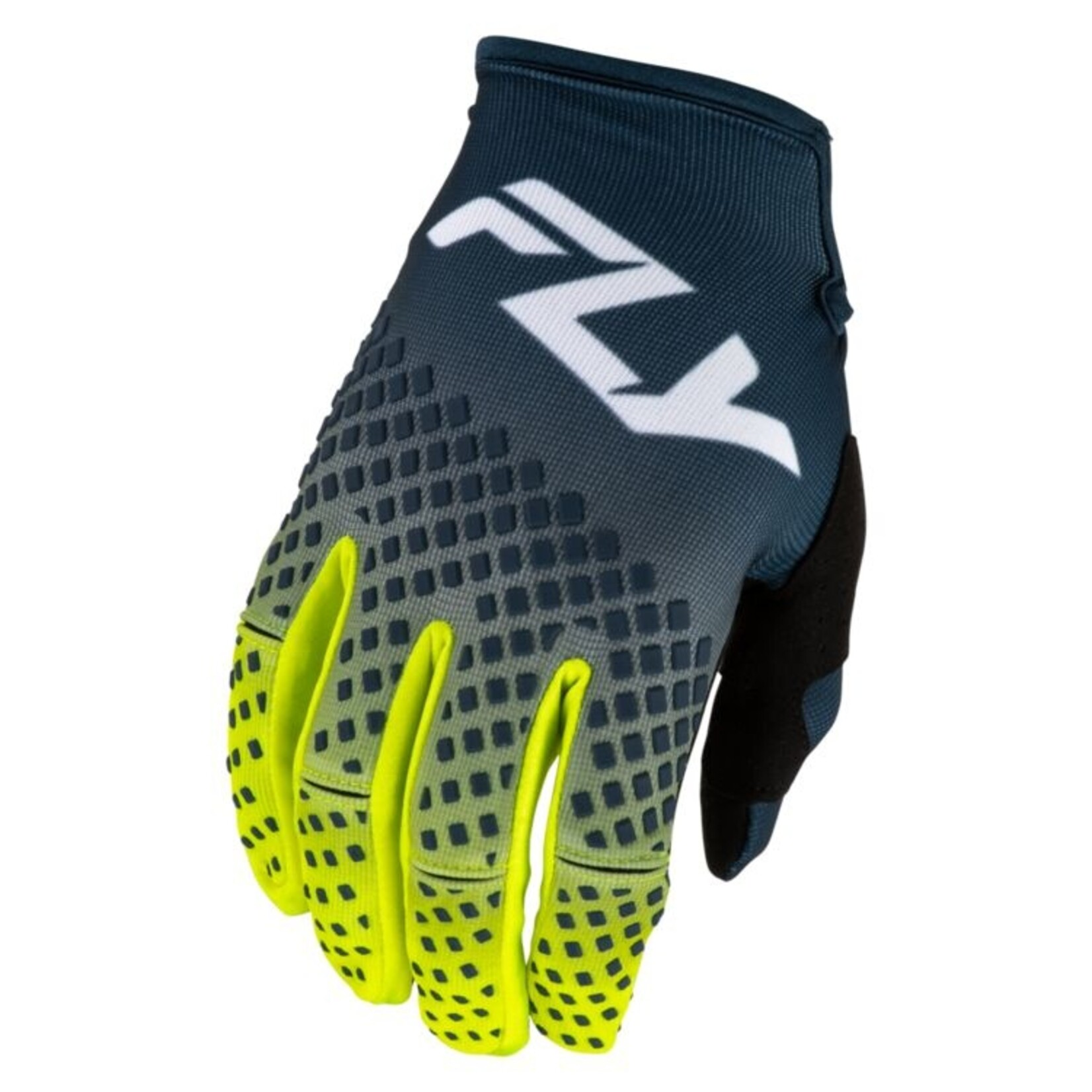 Fly Racing 2027 Fly Racing Kinetic Adult Fade Navy/Hi-Vis/White Gloves
