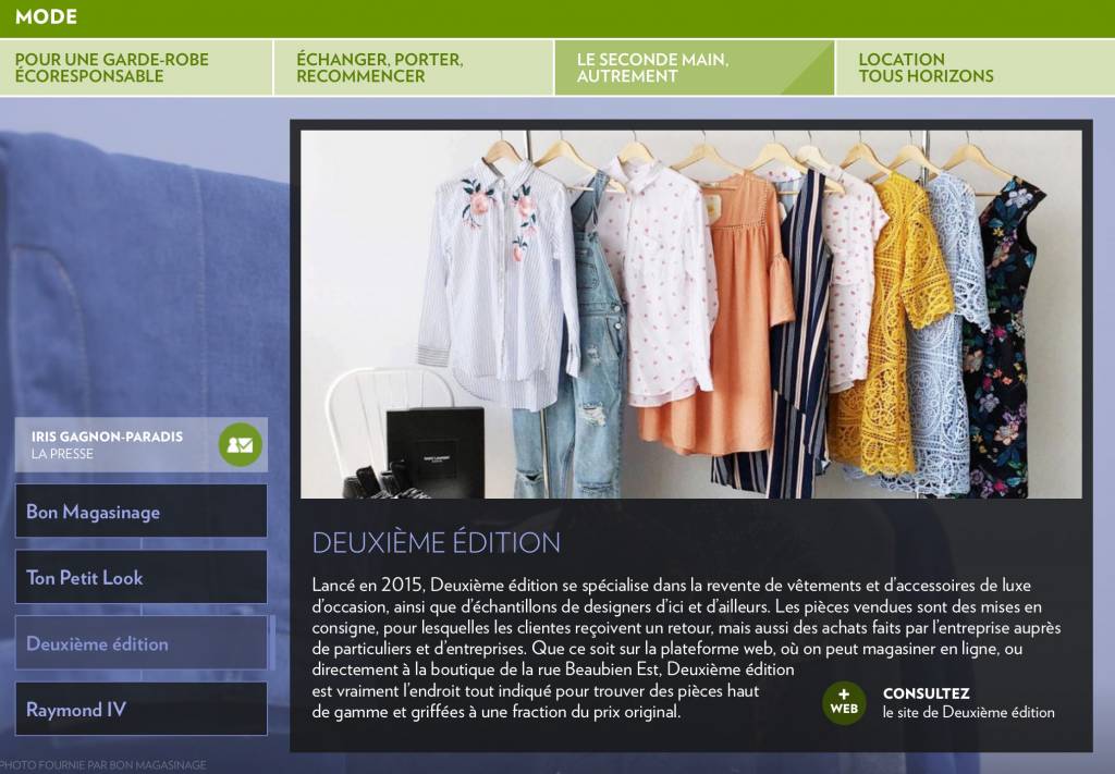 Vu dans La Presse+: le seconde main de luxe, un choix écoresponsable