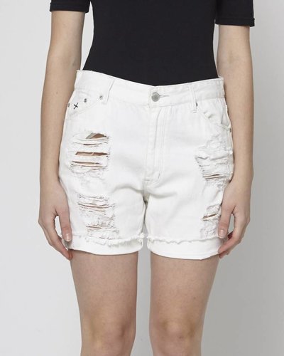 distressed white shorts