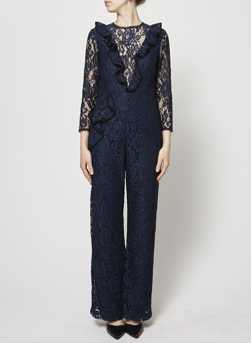lace jumpsuit blue