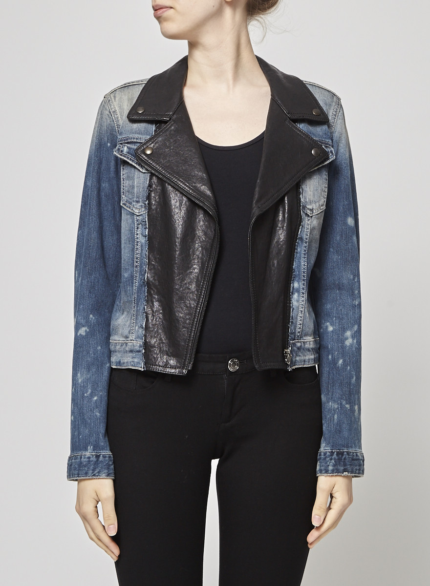 Veste En Jeans Détail Faux Cuir Imperial