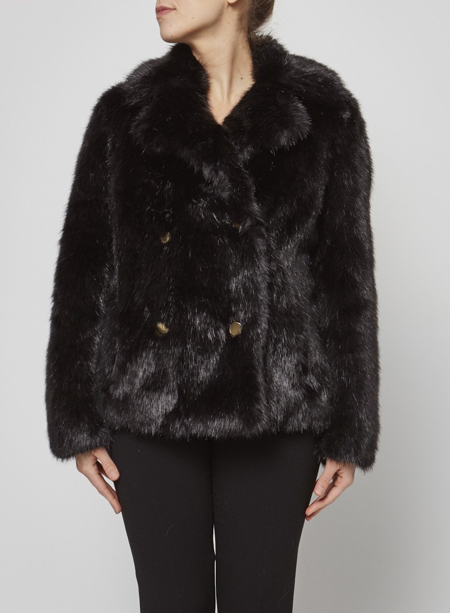 michael kors black faux fur coat