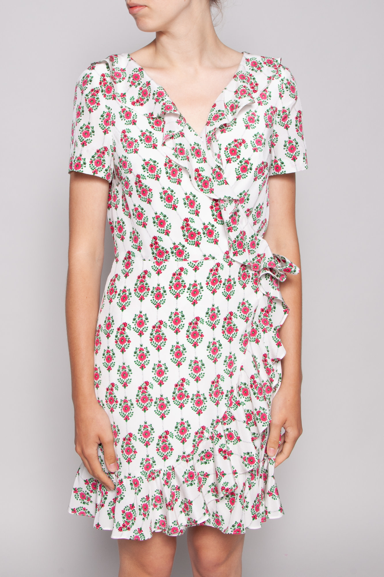 silk floral wrap dress