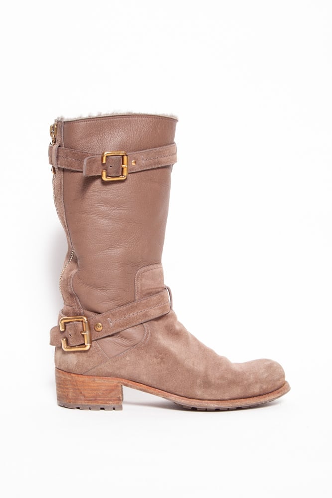 SUEDE AND TAUPE LEATHER BOOTS WITH 